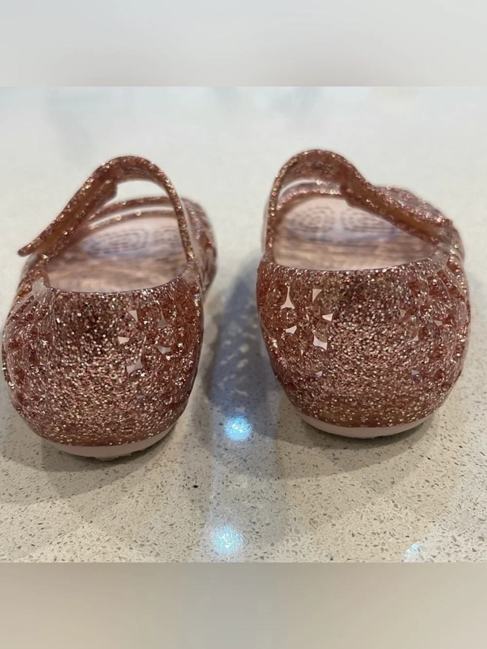 CROCS Kids Glitter Mary Jane Sandals - Rose Gold Sparkle